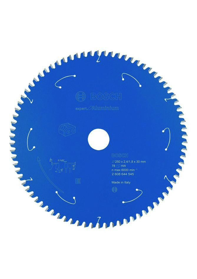 Bosch Bleu Accessoires 2608644545 Lame de scie circulaire carbure Aluminium Expert pour scies sans fil 250 x 30 x T78