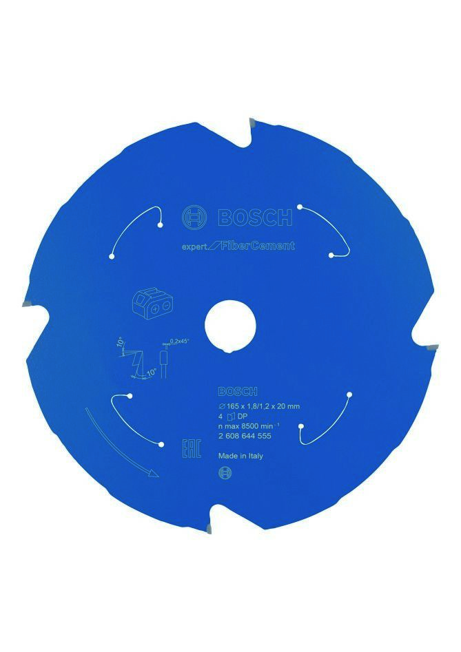 Bosch Bleu Accessoires 2608644555 Lame de scie circulaire carbure Fibre Cement Expert pour scies sans fil 165 x 20 x T4 2608644555