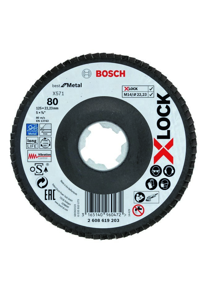 Bosch Bleu Accessoires 2608619203 Disque à lamelles X-LOCK Best for Metal 125 mm K80