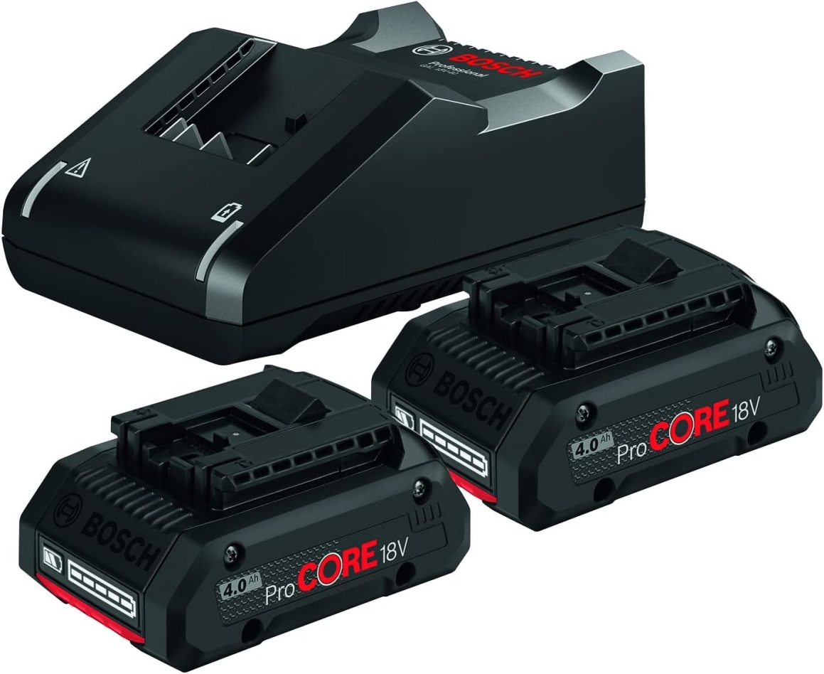 Bosch Bleu Accessoires 1600A01BA3 Pack 2 batteries ProCORE 18V 4.0Ah + Chargeur GAL 18V-40
