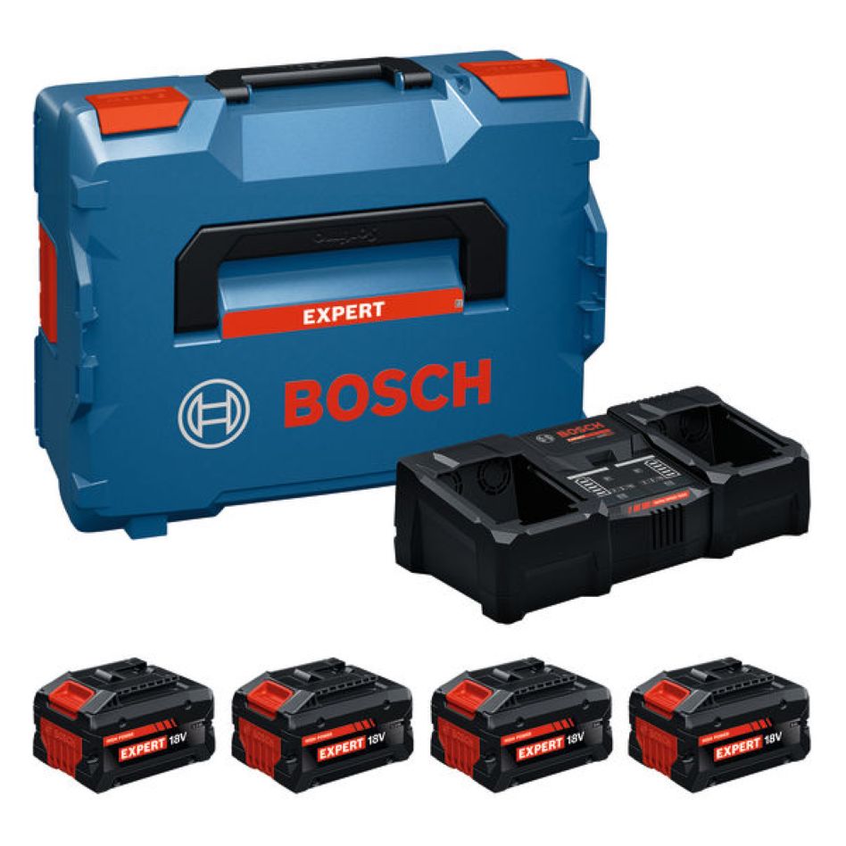 Bosch Bleu Accessoires 1600A0373Y EXBA18V Accu Starter Set 2x EXBA18V-55 2x EXBA18V-80 et chargeur EXAL18V2-320 en L-Boxx