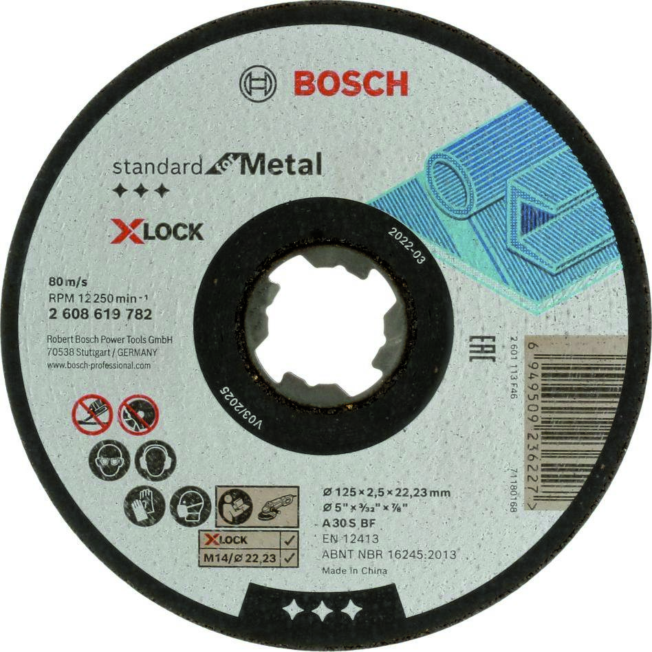 Bosch Bleu Accessoires 2608619782 Disque métallique X-LOCK 125x2.5mm