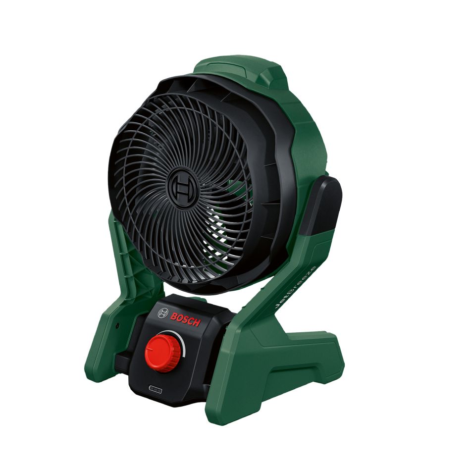 Bosch Vert 06039E1001 UniversalFan 18V-1000 Ventilateur à batterie 1x 2.5 Ah et chargeur AL 18V-20 en boîte