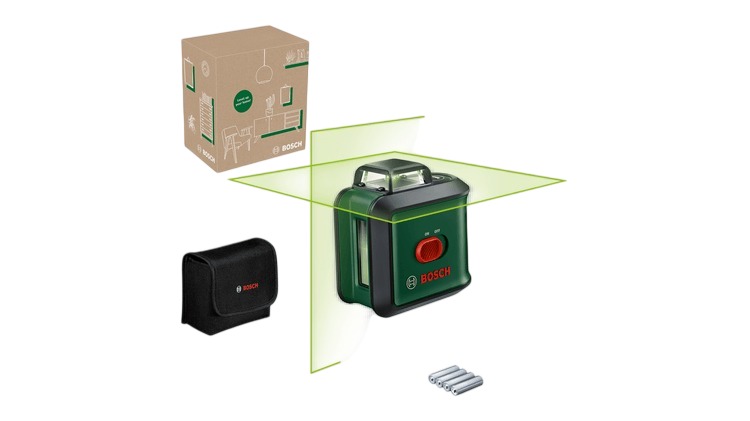 Bosch Vert 0603663EZ0 Laser de ligne UniversalLevel 360 avec 4x piles AA et sac de rangement dans la bo&icirc;te