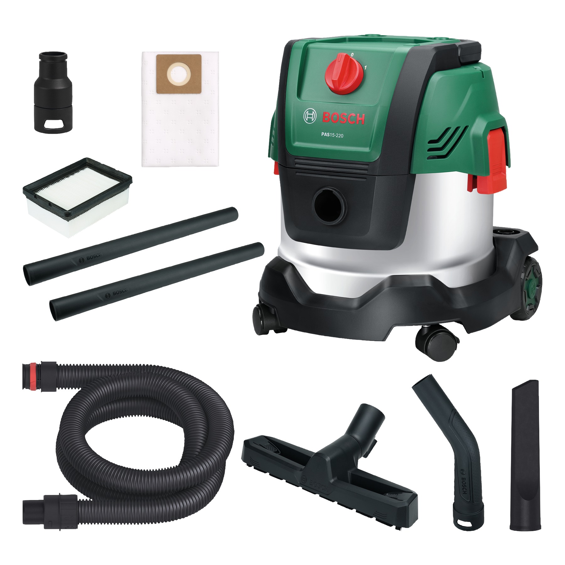Bosch Vert 06033E7100 Hoover PAS15-220 avec accessoires en boîte