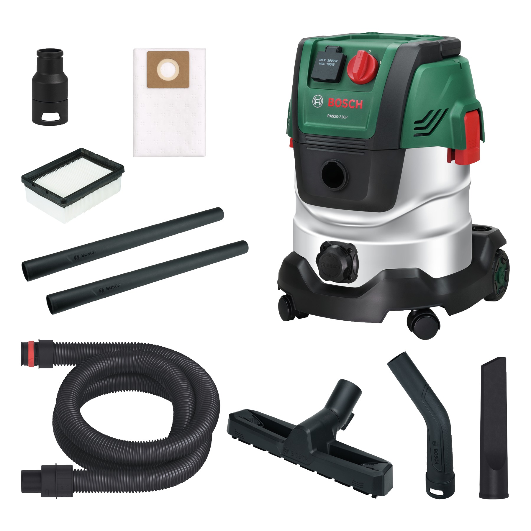 Bosch Vert 06033E7200 Hoover PAS20-220P avec accessoires en boîte