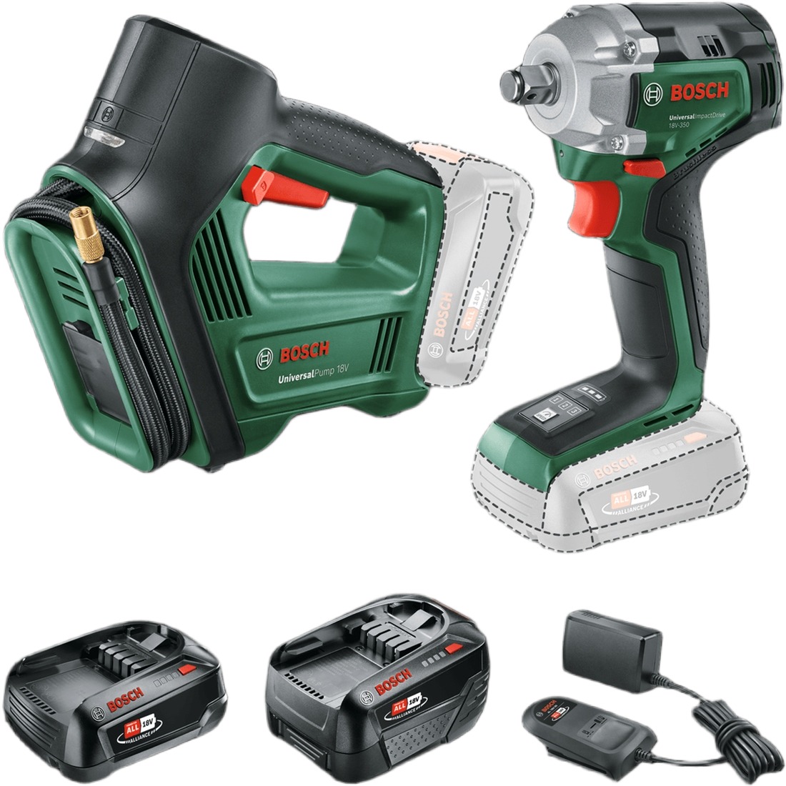 Bosch Vert 0615A5009C Accutoolkit Combipack 2 machines 1x 18V 2.0Ah, 1x 18V 4.0Ah et chargeur en bo&icirc;te