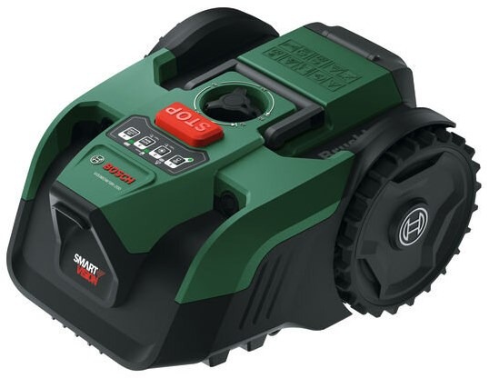 Bosch Vert 06008E1102 VISIMOW18V-200 Tondeuse robot 18V avec 1 x batterie 5.0Ah, chargeur et lames de rechange en boîte