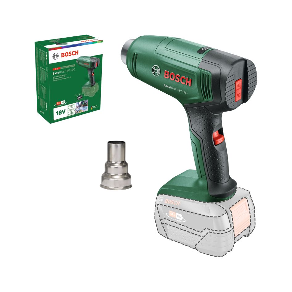 Bosch Vert 06032A8000 Pistolet à air chaud sans fil EasyHeat 18V-500, batteries et chargeur non compris