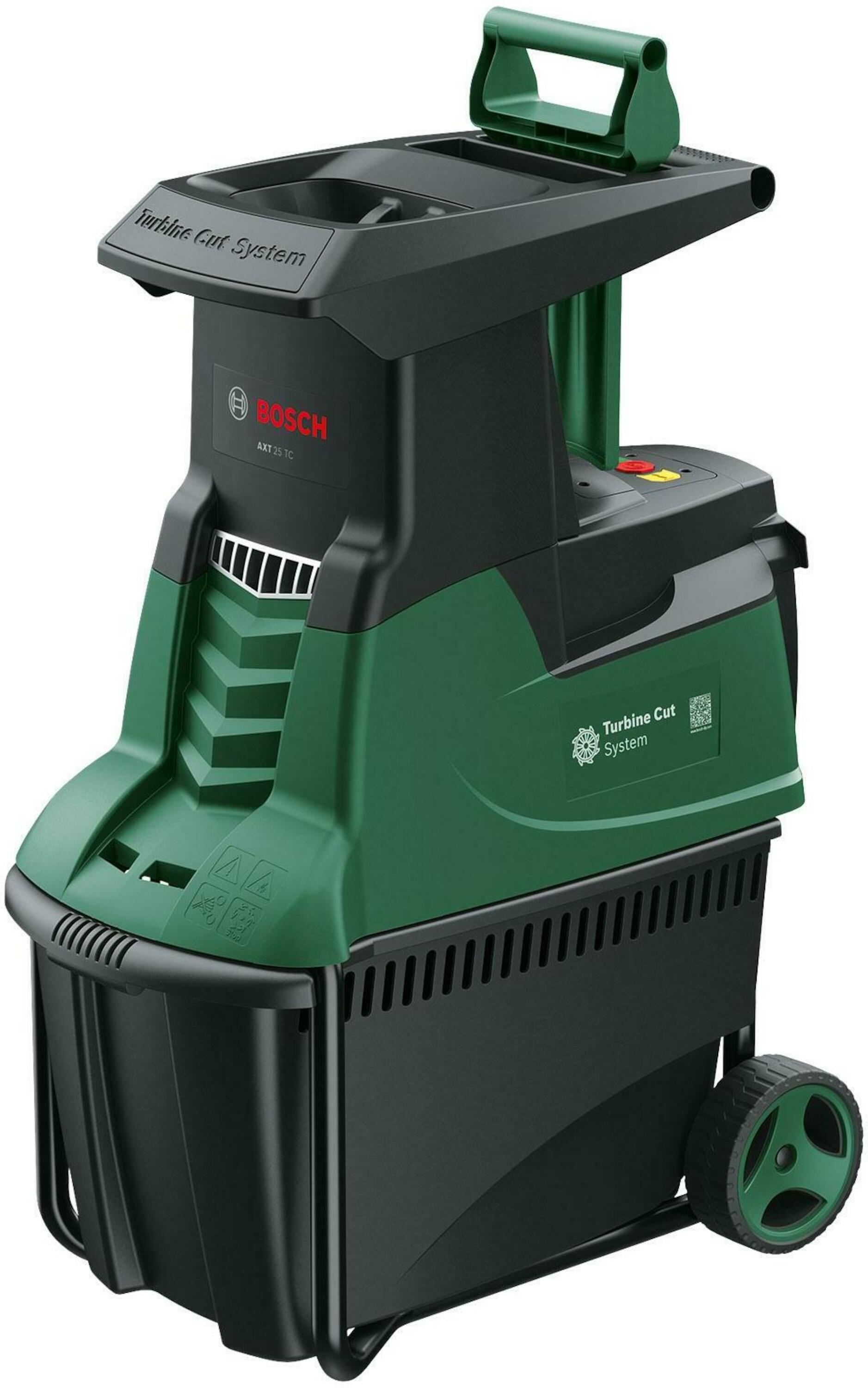 Bosch Vert 060080330C Broyeur Whisper AXT 25 TC (bac à herbe (53 l), bâton de poussée pratique)