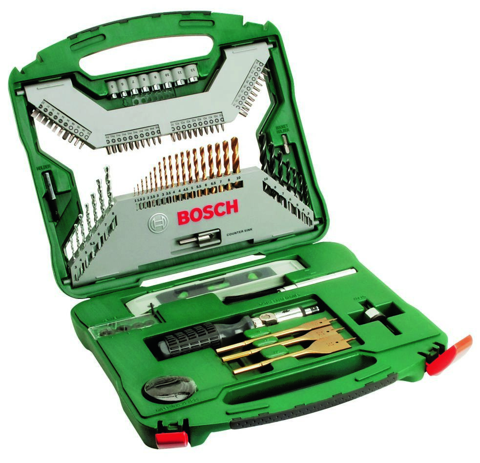 Bosch Vert Accessoires 2607019330 Coffret d''accessoires X-line 100 pièces avec divers forets, mèches, clés à douille et scies cloches