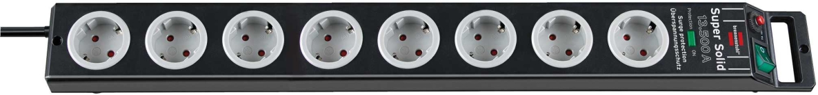 Brennenstuhl 1153380318 Parafoudre Super-Solid 13,500A 8 voies noir 2.5m H05VV-F 3G1,5