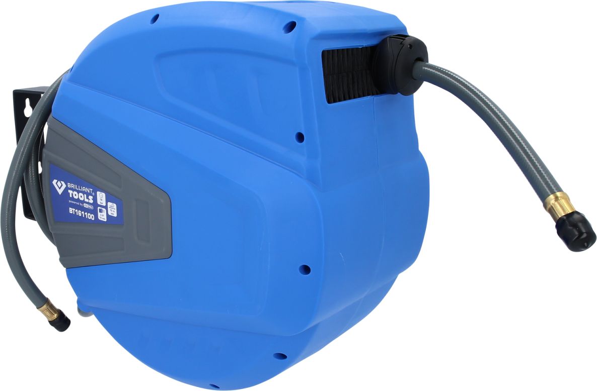 Brilliant Tools BT161100 Dérouleur pour tuyau d'air, Ø 10 mm x 15 m connexion 3/8