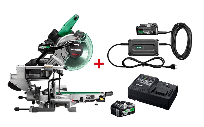 HIKOKI C3610DRAWAPZ Multivolt Accu cut-off saw 255mm 36V 4.0Ah Li-Ion + ET36AW0Z power supply