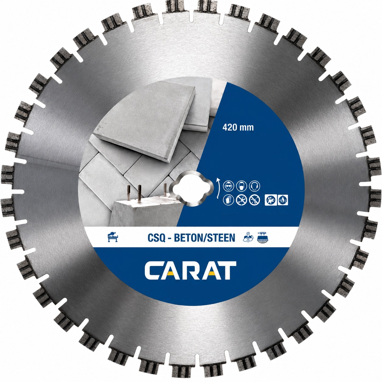 Carat CSQ4204000 Disque diamant&eacute; pour b&eacute;ton &Oslash; 420 mm, pour coupe &agrave; sec, avec al&eacute;sage sp&eacute;cial adapt&eacute; aux tables de sciage iQ
