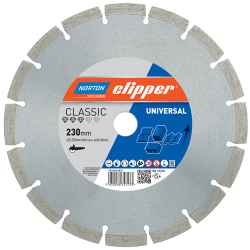 Norton Clipper 70184626807 Classic Universal Lame de scie diamantée 125 x 22,23 mm