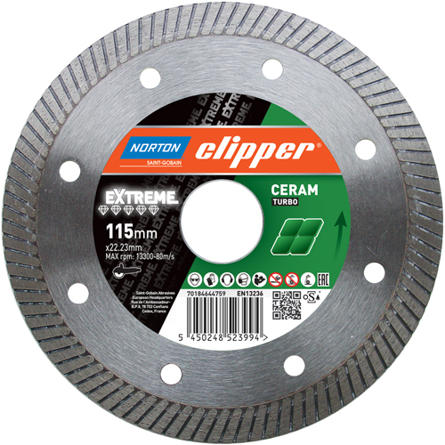 Norton Clipper 70184644760 Lame de scie Extreme Ceramic Turbo Diamond 125 x 22.23 mm