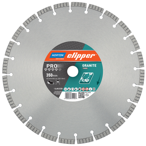 Norton Clipper 70184626526 Lame de scie diamantée Pro Granite Turbo 125 x 22,23 mm
