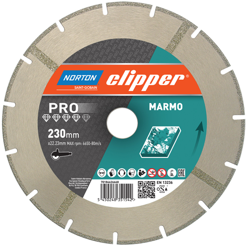 Norton Clipper 70184626663 Lame de scie diamantée Pro marmo 115 x 22,23 mm