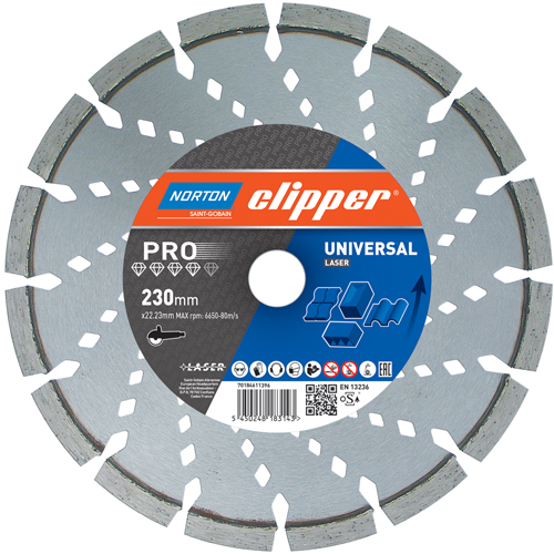 Norton Clipper 70184625951 Lame de scie diamantée Pro Universal Laser 400 x 25,4 mm