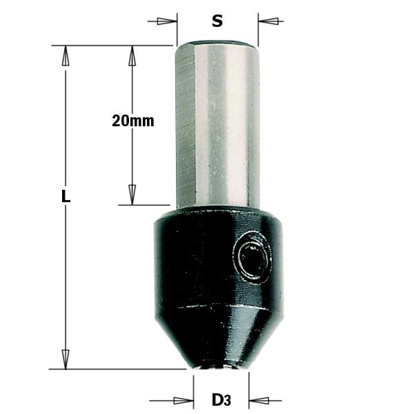 CMT 364.045.00 Adapteur porte-mèche avec vis de serrage 10mm, D 4,5mm tige 10x20