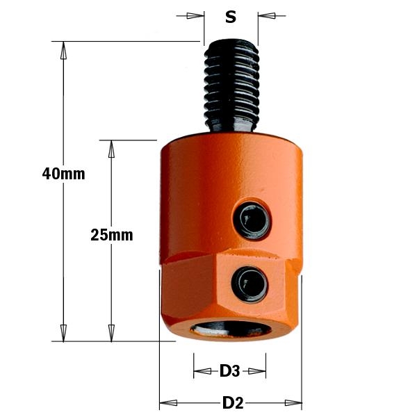 CMT 301.000.02 Mandrin M8 - Gauche 19,5 mm