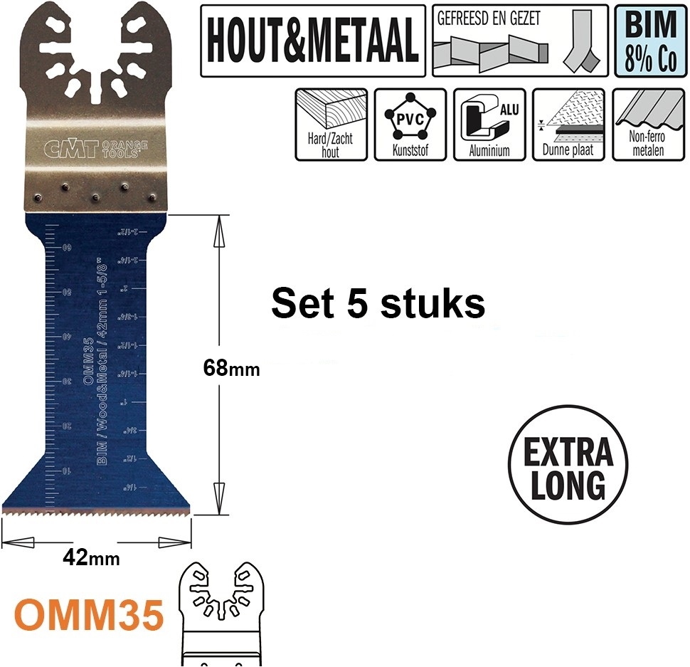 CMT OMM35-x5 Lame de scie multitool pour bois et métal 42 mm 5 pièces