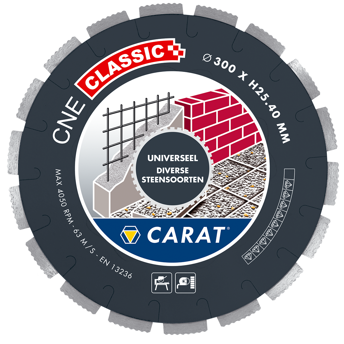 Carat CNEC350400 Lame de scie diamantée UNIVERSEEL CNE CLASSIC 350x25,4MM