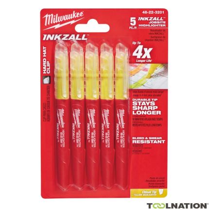 Milwaukee Accessoires 48223201 INKZALL™ Markers Fluo Yellow - 5pc. - 1