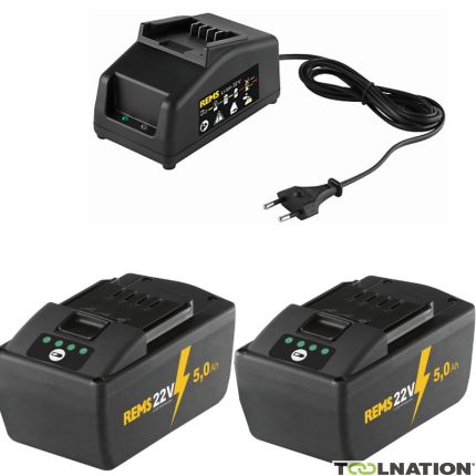 Rems 571591 R220 571591 Power-Pack 22V 5.0Ah Li-Ion 2 x batterie + chargeur - 1