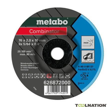 Metabo Accessoires 626872000 Meule à tronçonner Combinator Inox 76 x 2,5 x 10 mm 3 pièces - 1
