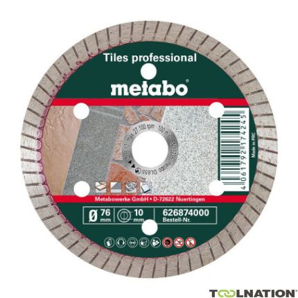 Metabo Accessoires 626874000 Disque de coupe diamanté professionnel, TP 76 x 10 mm - 1