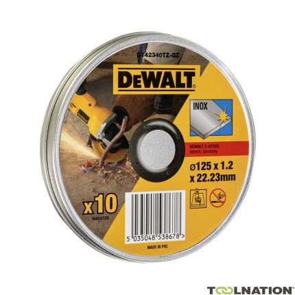 DeWalt Accessoires DT42340TZ-QZ Disque à tronçonner métal/inox 125 x 22,23 x 1,2 mm 10 pièces en boîte - 1