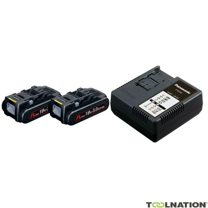 Panasonic Accessoires EYC953B (2 x accu 3.0Ah + Lade  Ensemble batterie/chargeur - 2 x 18 Volt 3.0 Ah Li-ion + Chargeur - 1