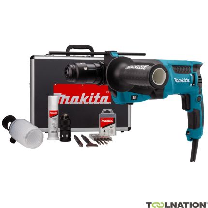 Makita HR2631FTX4 ' Marteau combiné avec tête remplaçable, kit d''extraction et jeu de ciseau de forage dans mallette' - 1