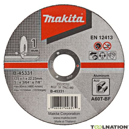 Makita Accessoires B-45331 Roue à tronçonner 125x22,23x1,0mm aluminium 10PC - 1