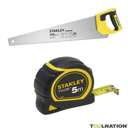 Stanley STHT1-20352SB STHT1-20352 Scie à main Tradecut Universal 550mm + 0-30-697 Ruban à mesurer tylon 5m - 19mm - 1