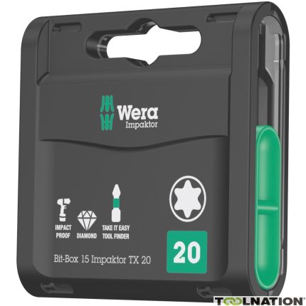 Wera 05057772001 Bit-Box 15 Impaktor 20x25 TX, 1/4" hexagone - 1
