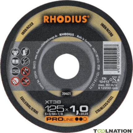 Rhodius 204621 XT38 Disques à tronçonner fin Acier/Inox 125 x 1.0 x 22,23 mm - 1