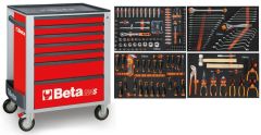 Beta 024006223 2400S R7/E-S Chariot à outils rempli 240 pièces Rouge