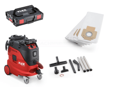 Flex-tools 471216 VCE44M AC SET Aspirateur de sécurité avec nettoyage automatique du filtre, 30 L, classe M + kit de nettoyage en L-Boxx + 5 sacs filtres