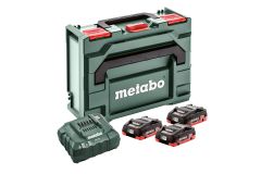 Metabo Accessoires 685133000 Pack batterie 3 x 18V LiHD 4.0Ah + 1 x chargeur ASC 55 en MetaBox 145