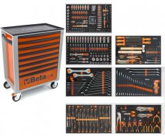 Beta 024006241 2400S-O8/E-L Chariot à outils avec 8 tiroirs 398 pièces Orange