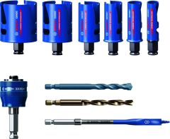 Bosch Bleu Accessoires 2608900490 Expert Matériaux de Construction Jeu de scies à trous 20/25/32/38/51/64 mm 10-pièces