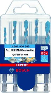 Bosch Bleu Accessoires 2608900585 Expert HEX-9 Jeu de forets multi-construction 4/5/6/6/8 mm 5 pièces