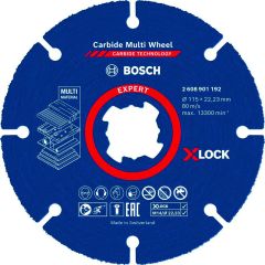 Bosch Bleu Accessoires 2608901192 Expert Carbide Multi Wheel X-LOCK Meule à tronçonner 115 mm, 22,23 mm