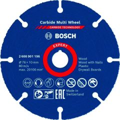 Bosch Bleu Accessoires 2608901196 Meule à tronçonner Expert Carbide Multi Wheel X-LOCK 76 mm, 10 mm