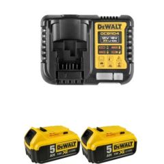 DeWalt Accessoires DCB1104P2-QW 18V + chargeur multiple XR + 2 x batterie 18V 5.0Ah Li-Ion
