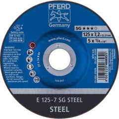 Pferd 62212626 Meule E 125x7.2x22.23 mm ligne performance SG STEEL pour acier