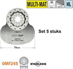 CMT OMF245-X5 HL Spatule/grattoir flexible pour tous les matériaux 70 mm 5 pièces
